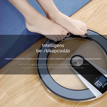 Kerek üvegből készült digitális mérleg, háztartási használatra, 180 kg teherbírás