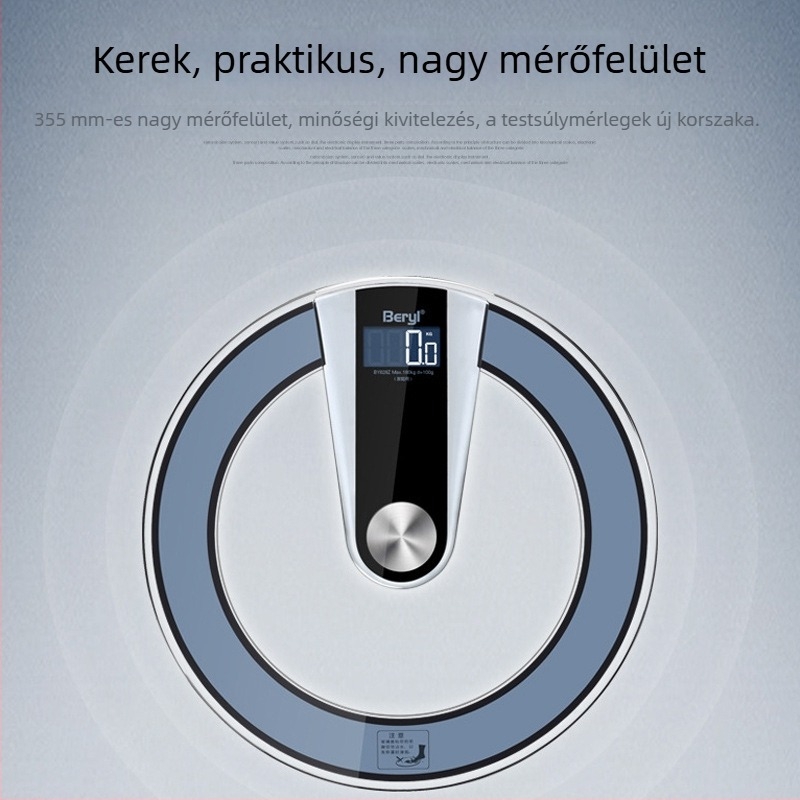 Kerek üvegből készült digitális mérleg, háztartási használatra, 180 kg teherbírás
