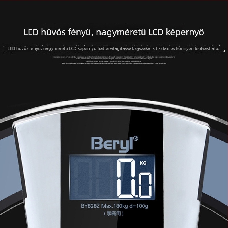 Kerek üvegből készült digitális mérleg, háztartási használatra, 180 kg teherbírás