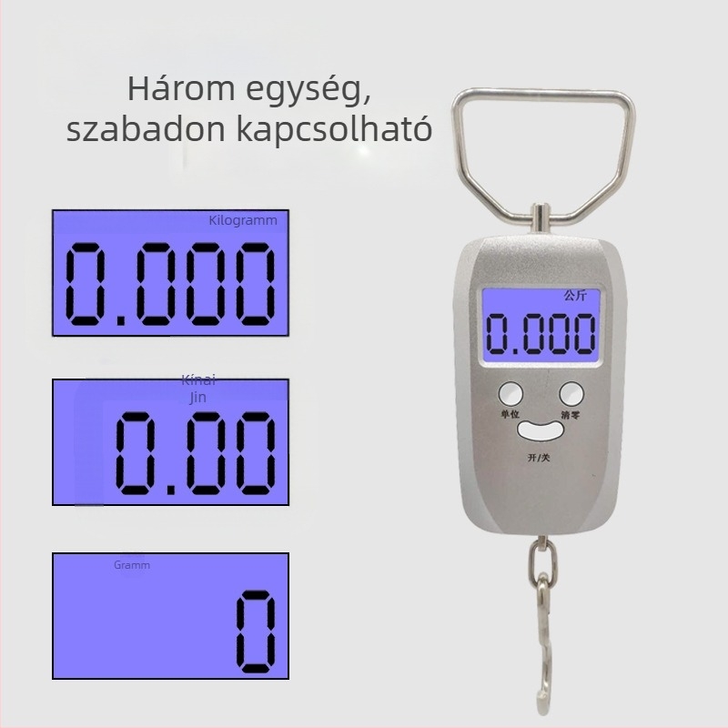 Hordozható elektronikus mérleg, 50 kg, precíz grammérleg poggyászhoz és zöldségekhez