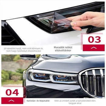 BMW 3-as sorozat fényszóró fólia (2013-2024): füstös védőfólia, karcolások javítása, karcálló, színváltó fólia