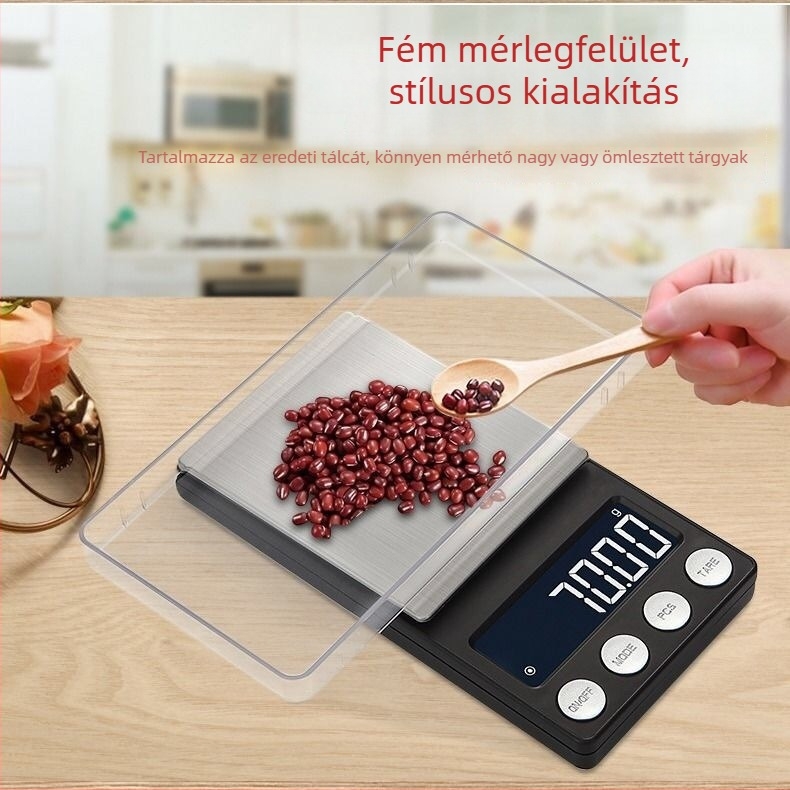 Fekete ékszermérleg, elektronikus, 0,01 g pontosság, mini hordozható zsebméleg, 0,1 g felbontás, Modell 186