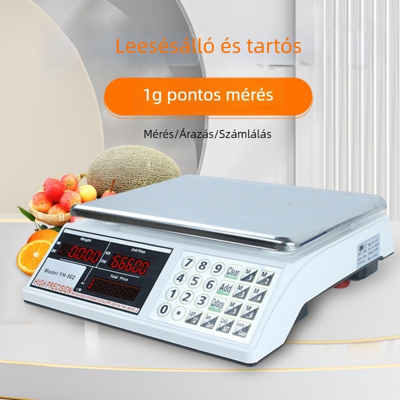 Kereskedelmi felhasználású elektronikus mérleg 30 kg/40 kg – mérés, árazás és számlálás