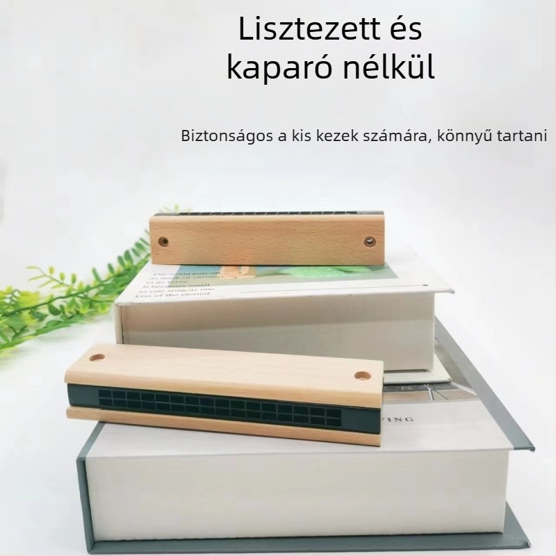 Fúvóharmonika – bükkfából, kétsoros, 16 hangnyílásos kromatikus, modell H56, oktató játék
