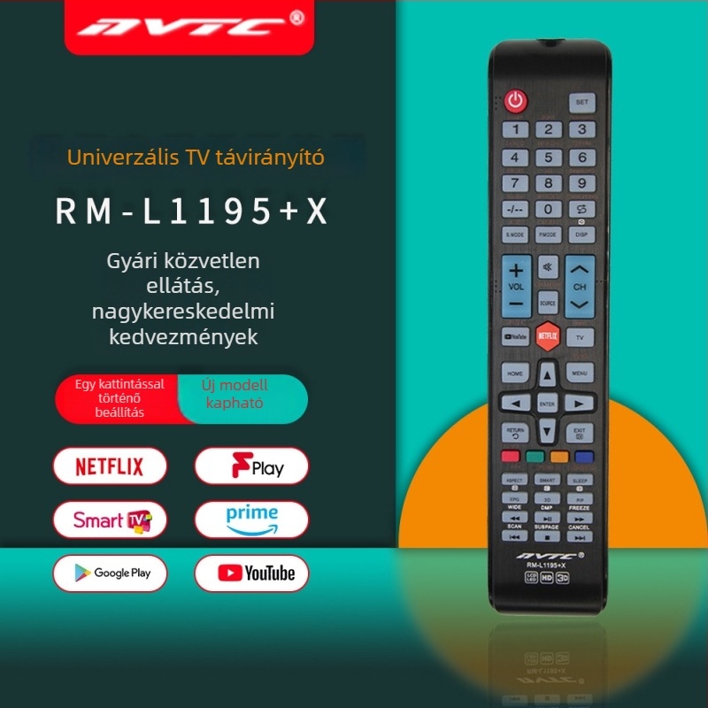 NVTC RM-L1195+X Univerzális TV távirányító egy gombos beállítással