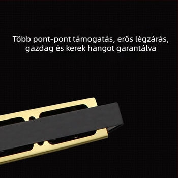 24-nyílású C-dújú polifonikus szájharmonika, aranyozott fedelekkel, műanyag hangnyílásokkal, műanyag csomagolásban