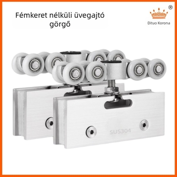Keret nélküli üvegajtó csúszó görgő – görgőtest nylon/POM, 8–12 mm üvegvastagsághoz, terhelés 30–80 kg, kód Td-t-004, márka Crown of creation