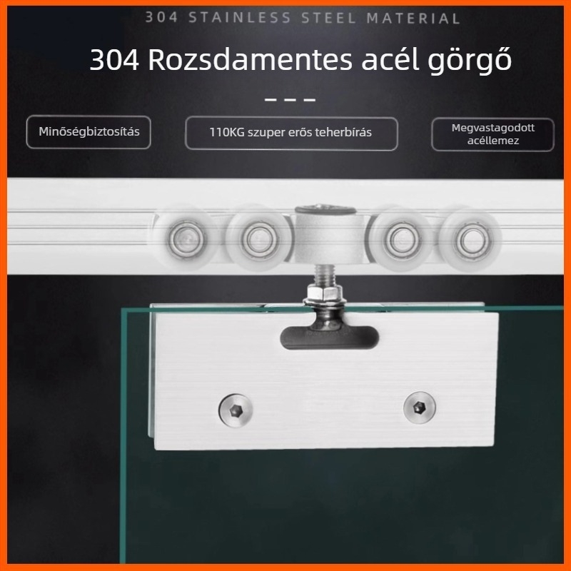 Keret nélküli üvegajtó csúszó görgő – görgőtest nylon/POM, 8–12 mm üvegvastagsághoz, terhelés 30–80 kg, kód Td-t-004, márka Crown of creation