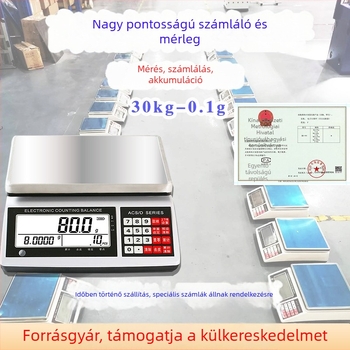 Ipari számoló platform mérleg, kiváló precizitású elektronikus mérleg, 30 kg teherbírás, 0.1 g olvasási pontosság, BH801 modell, North Balance.