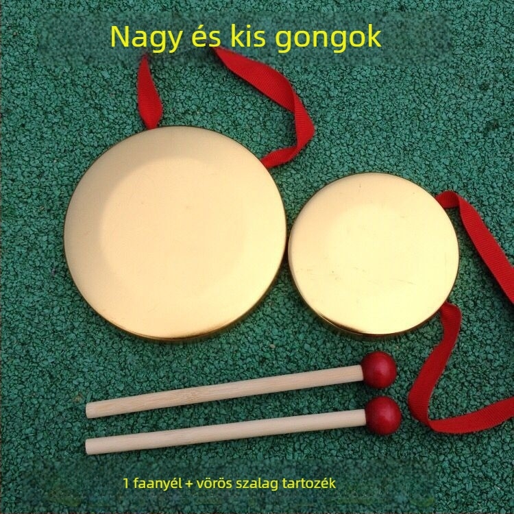 Gyerekeknek szóló gong készlet: kis réz gong és réz csimbal, óvodai ütőrekvizit, modell Gongqi