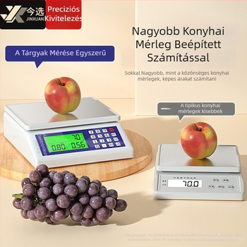 Extra nagy digitális konyhai mérleg, magas precizitással – sütéshez, fűszernövényekhez és gyümölcsökhöz