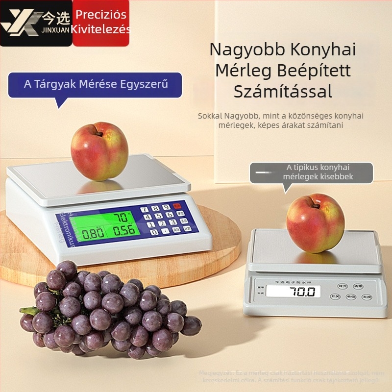 Extra nagy digitális konyhai mérleg, magas precizitással – sütéshez, fűszernövényekhez és gyümölcsökhöz