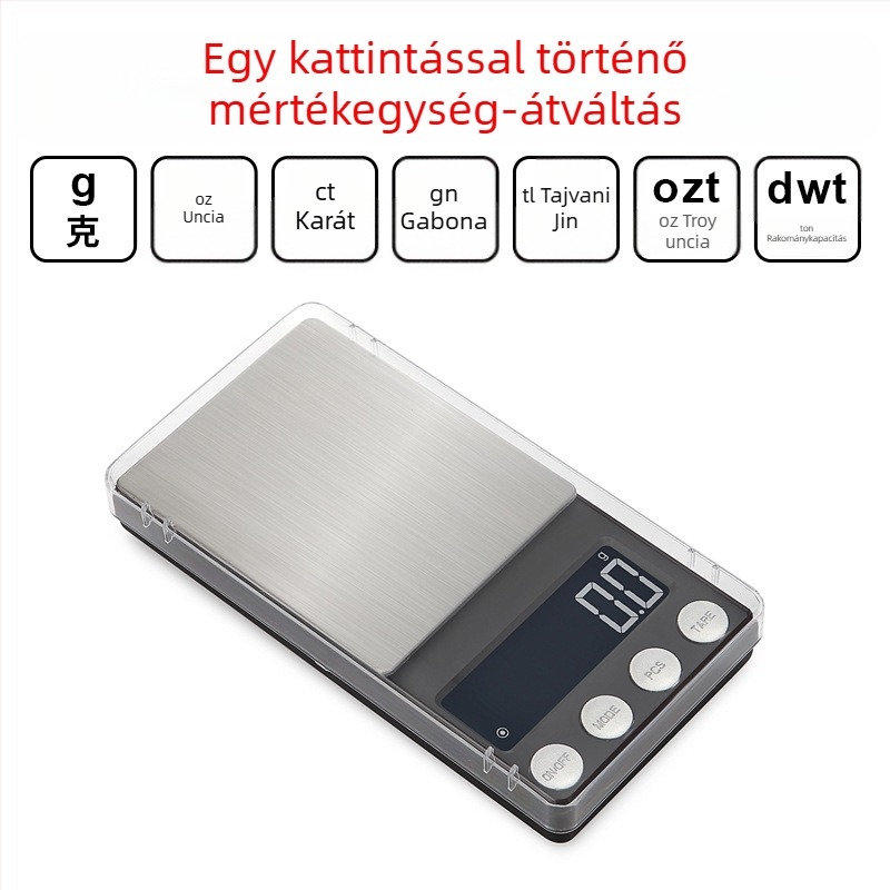 Magas pontosságú ékszer-mérleg 0.01 g, mini elektronikus zsebméleg 200 g kapacitás, hordozható otthoni/konyhai mérleg, osztás 0.1 g