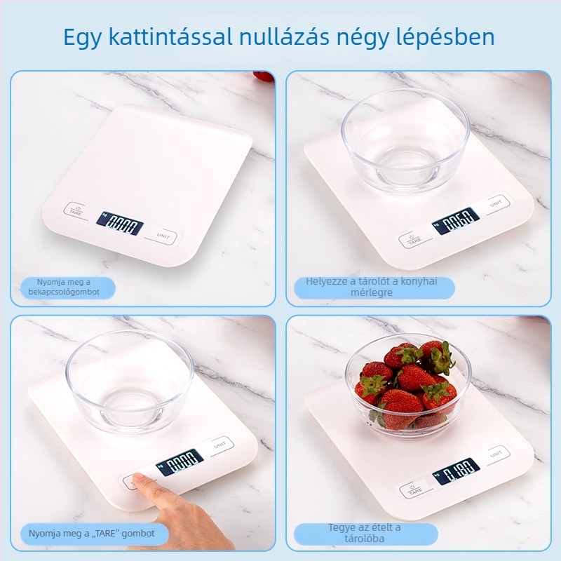 1 g pontosságú konyhai mérleg, kompakt rozsdamentes acélból, elektronikus élelmiszer-mérleg sütéshez