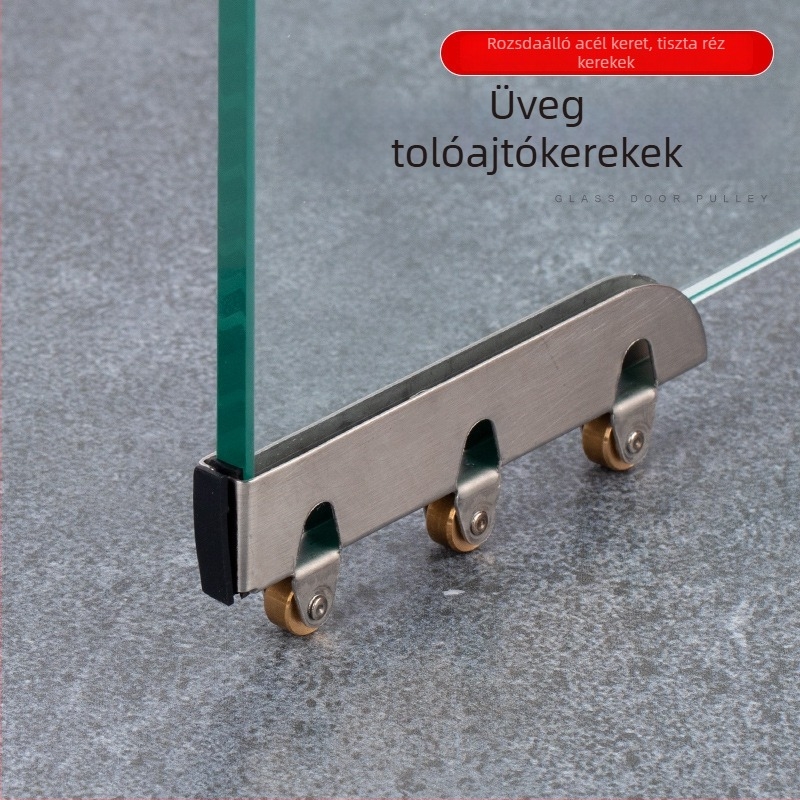 Top Valley 4–pak üveggörgő csúszóajtókhoz - rozsdamentes acél, falvastagság 2, tengelyátmérő 2, kötélbarázda sugar 2, külső átmérő 2