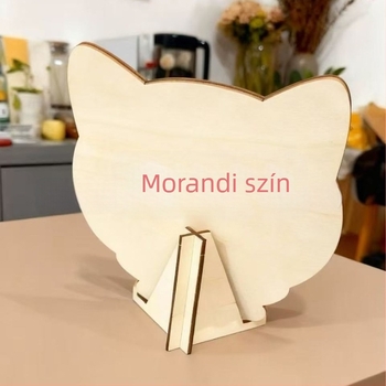 Macskafej alakú fa puzzle készlet, 135 darab, sík puzzle, fadobozos csomagolás, DIY-barát