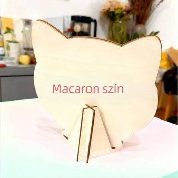 Macskafej alakú fa puzzle készlet, 135 darab, sík puzzle, fadobozos csomagolás, DIY-barát