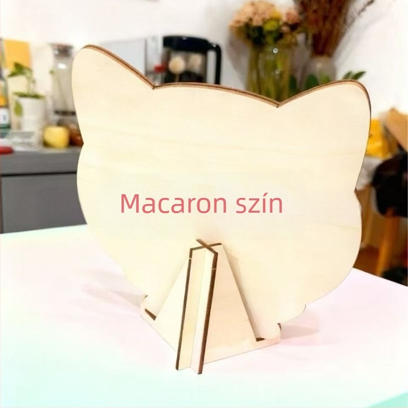 Macskafej alakú fa puzzle készlet, 135 darab, sík puzzle, fadobozos csomagolás, DIY-barát
