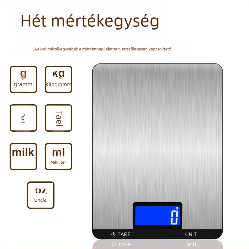 Changxie CX-518A Konyhai elektronikus mérleg, 10 kg kapacitás, nagy pontosságú grammskála teához