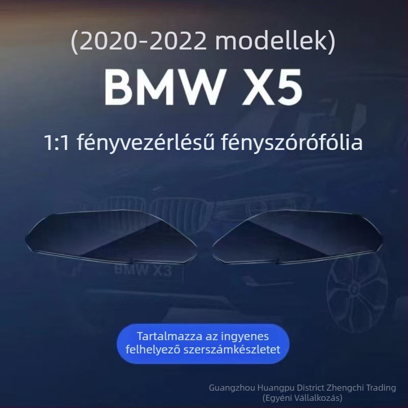BMW X5/X6 fényszóró TPU film – fény-vezérelt színváltás, magas átláthatóságú átlátszó TPU védőfilm