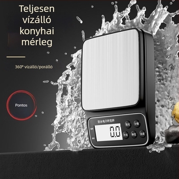 Vízálló konyhai elektronikus mérleg, nagy pontosságú grammmérés, kis méretű kereskedelmi és otthoni használatra; élelmiszerekhez és tejjel készült teához.