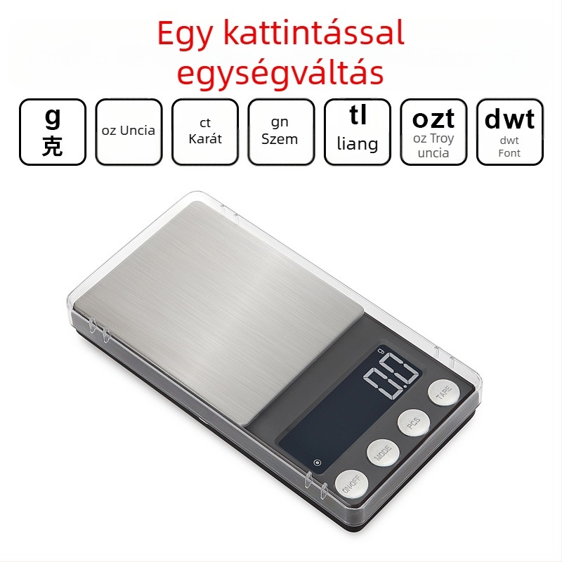 Mini ékszermérleg 0,01 g, hordozható elektronikus zsebmérleg a pontos grammban történő méréshez