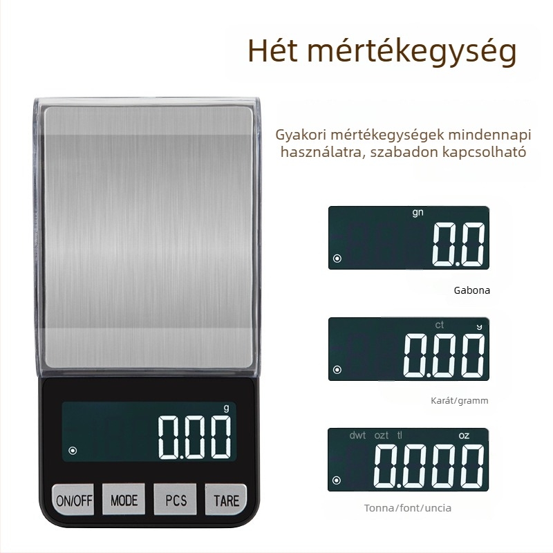Precíz, kis méretű elektronikus mérleg milligrammokhoz, karát és gramm mérés ékszerekhez, mini arany ékszer mérleg