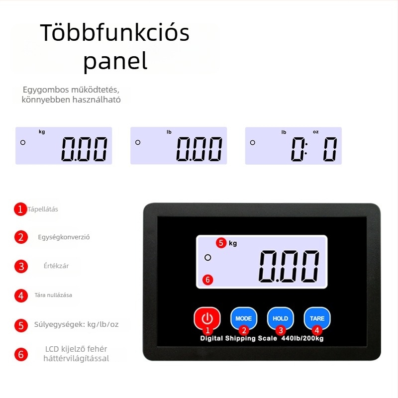 Magas pontosságú digitális mérleg, 200 kg teherbírás, hordozható platformos mérleg csomagokhoz és háziállatokhoz