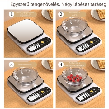 Kompakt, magas pontosságú konyhai digitális mérleg háztartási használatra; precíz ételmérés és sütéshez