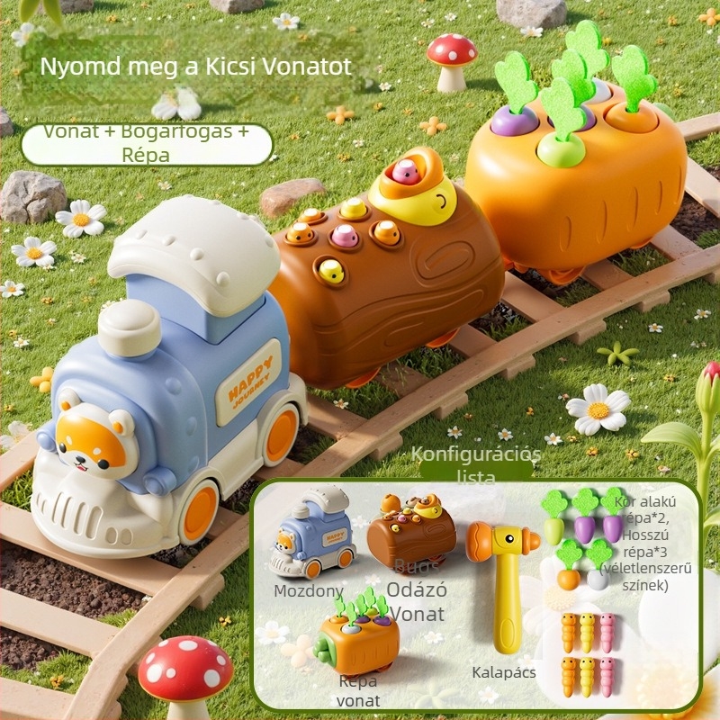 Műanyag babajáték 0–3 éveseknek — interaktív fejlesztő tevékenységek a kéz- és agykoordinációhoz (húzáshoz a sárgarépát és Whack‑a‑Mole játék)