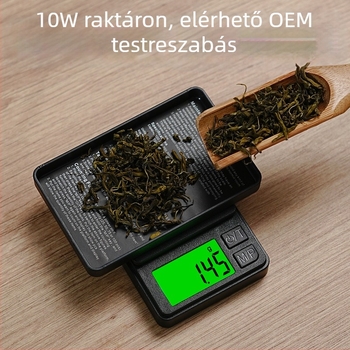 Mini precíziós elektronikus mérleg ékszerekhez, modell T2, mérési tartomány 0,1 g–1 kg, működtetés 2×AAA