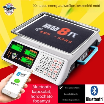823-as modell, 30 kg kereskedelmi platformmérleg zöldségek és gyümölcsök számára, precíz konyhai mérés, Bluetooth-hangú elektronikus mérleg