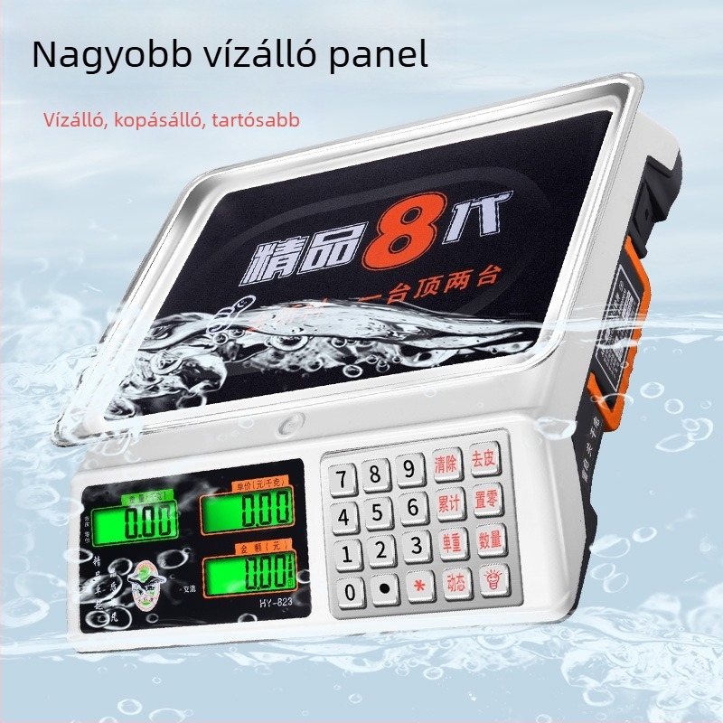 823-as modell, 30 kg kereskedelmi platformmérleg zöldségek és gyümölcsök számára, precíz konyhai mérés, Bluetooth-hangú elektronikus mérleg