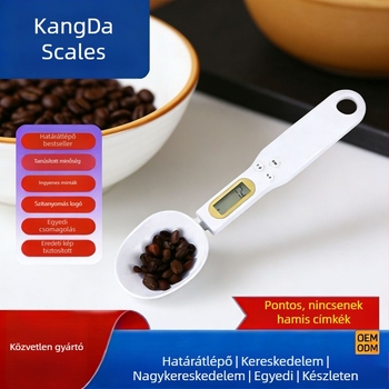 Elektronikus mérőkanál konyhai használatra, gramm-skálával