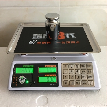 Elektronikus árazó Mérleg, kereskedelmi ACS modell, 30 kg kapacitás, 1 g/5 g/10 g pontosság, kettős tápegység (töltés és hálózati áram)