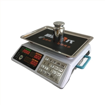 Elektronikus árazó Mérleg, kereskedelmi ACS modell, 30 kg kapacitás, 1 g/5 g/10 g pontosság, kettős tápegység (töltés és hálózati áram)