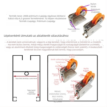Csúszó ajtó/ablakkerék alumínium ötvözethez, teherbíró, modell Type 2000, tengelyátmérő 29 mm, anyag vas+ötvözet+nylon, zsinórcsatorna 6,5