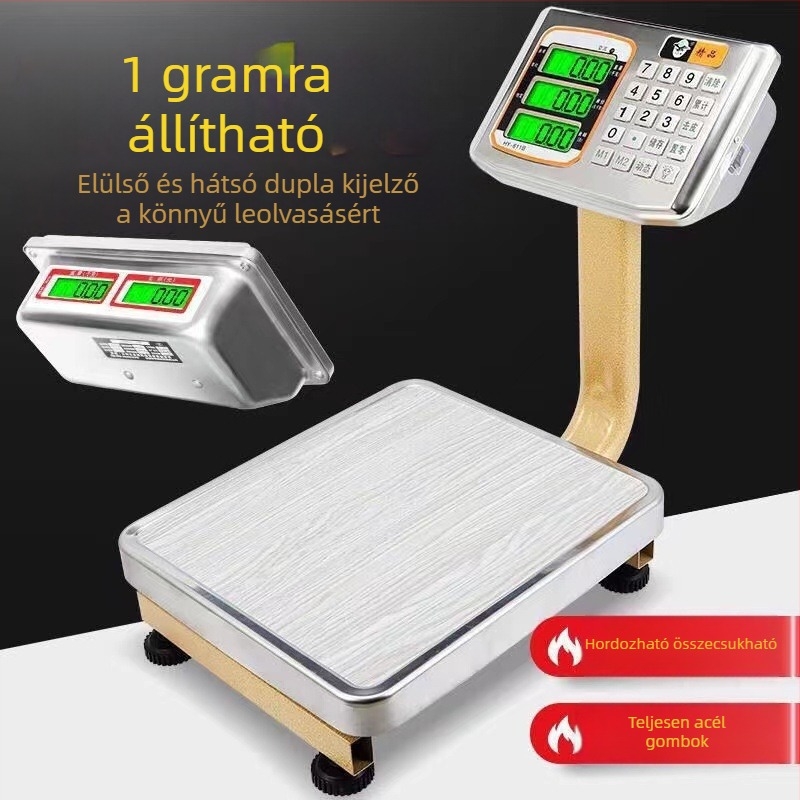 60 kg-os elektronikus platformmérleg árkalkulációhoz és zöldségértékesítéshez, kompakt kereskedelmi mérleg
