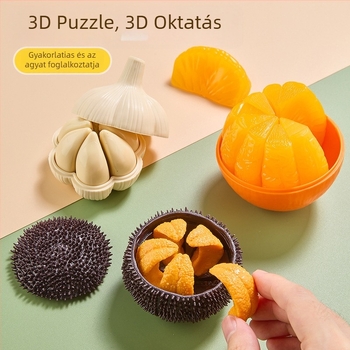 3D puzzle játék – tengeri sün és fokhagyma összeállítás logikai gondolkodáshoz és kézügyességhez, műanyag, Naughty Duoduo, dobozos csomagolás, 7–14 éveseknek