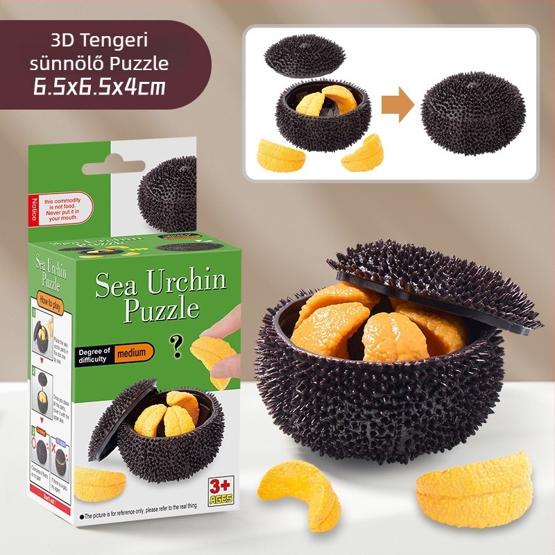 3D puzzle játék – tengeri sün és fokhagyma összeállítás logikai gondolkodáshoz és kézügyességhez, műanyag, Naughty Duoduo, dobozos csomagolás, 7–14 éveseknek