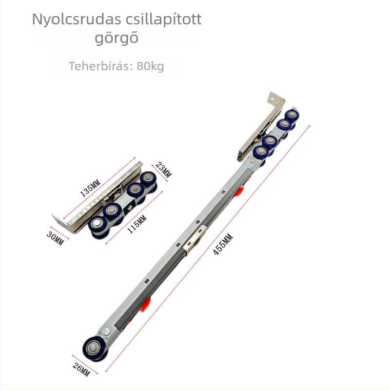 Kétirányú csendes töltős görgő tolóajtókhoz hidraulikus csillapítással — Anyagok: cinkötvözet, nylon, rozsdamentes acél; Alkalmas tömörfa ajtókhoz, rozsdamentes acél keretű ajtókhoz, konyhai és gardrób ajtókhoz