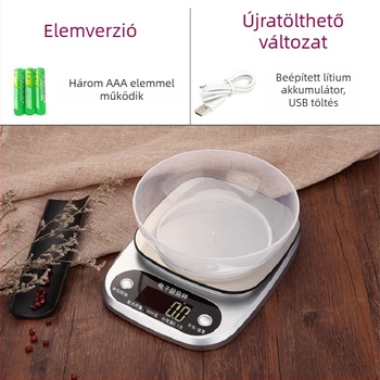 Digitális konyhai mérleg, márka DGGY, modell DGGY-305, mérési tartomány 10 kg, elektronikus mérés, 2x AAA tápegység.