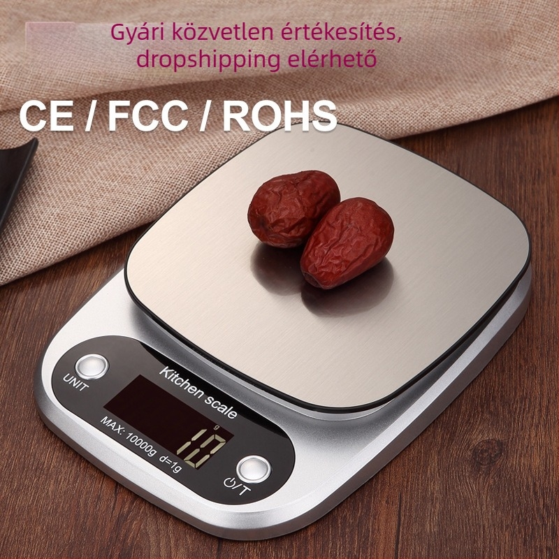 Digitális konyhai mérleg, márka DGGY, modell DGGY-305, mérési tartomány 10 kg, elektronikus mérés, 2x AAA tápegység.