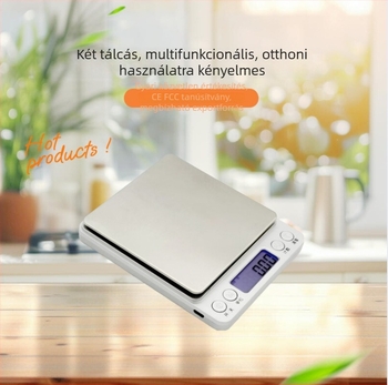 Zhh i2000 konyhai mérleg – rozsdamentes acél elektronikus mérleg, 500–3000 g kapacitás, 0.01 g pontosság, akkumulátoros 3V DC