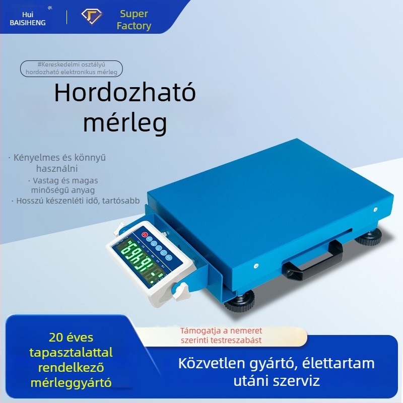 Hordozható Bluetooth elektronikus mérleg PDA-val posta/expressz szortírozáshoz, 30–150 kg, modell TCS-1500KG-ZE11L, beépített akkumulátor