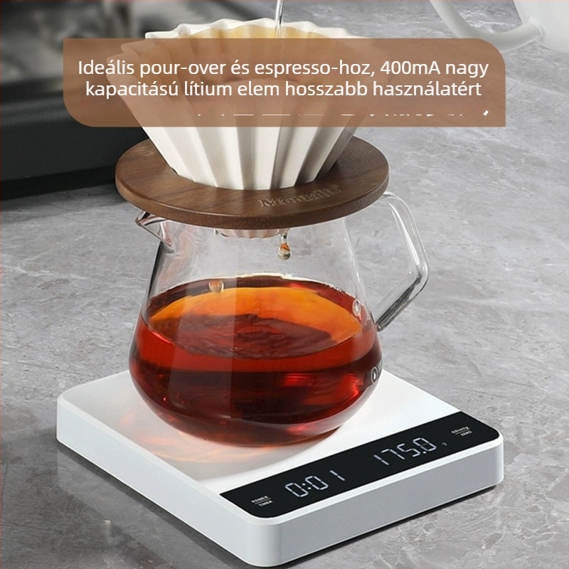 Elektronikus kávémérleg, hordozható kézi készítésű kávéhoz, konyhai mérleg 3 kg/0,1 g, modell C05, 2x AAA tápegység, Changxie Electronics
