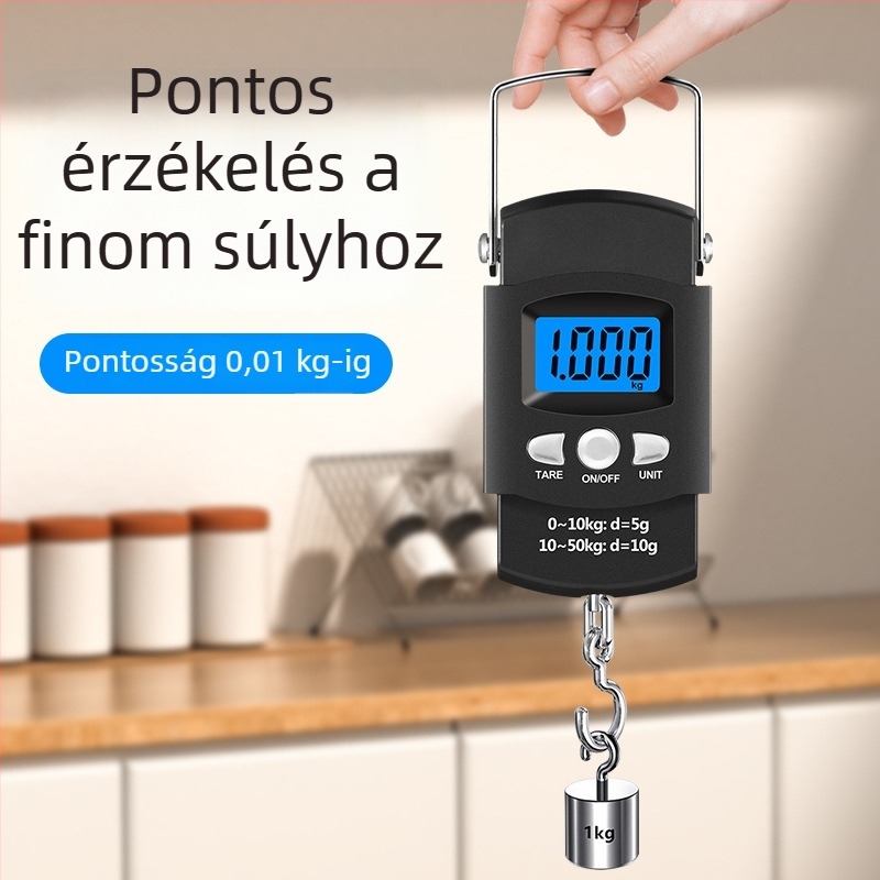 Újratölthető, hordozható digitális mérleg vonalzóval – poggyászhoz, horgászathoz és háztartási használatra