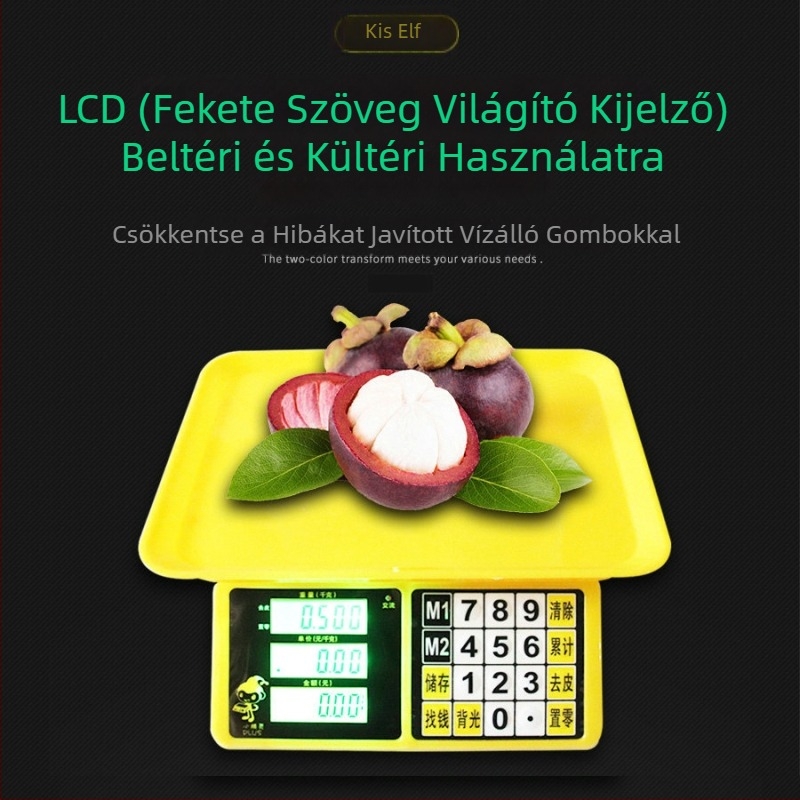ACS Elektronikus árazó mérleg, 0–30 kg, 1 g felbontás, Elektronikus konyhai és kiskereskedelmi mérleg, Duális energiaellátás