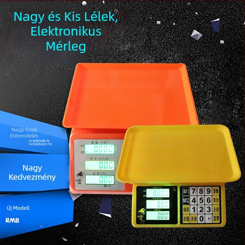 ACS Elektronikus árazó mérleg, 0–30 kg, 1 g felbontás, Elektronikus konyhai és kiskereskedelmi mérleg, Duális energiaellátás