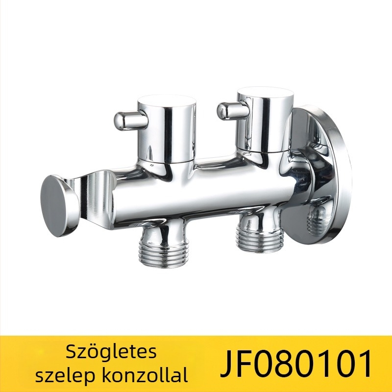 Réz anyagú beépíthető háromutas elosztó szelep, beépített, bemenet 1, kimenet 2, csatlakozás G1/2, modell JF080101